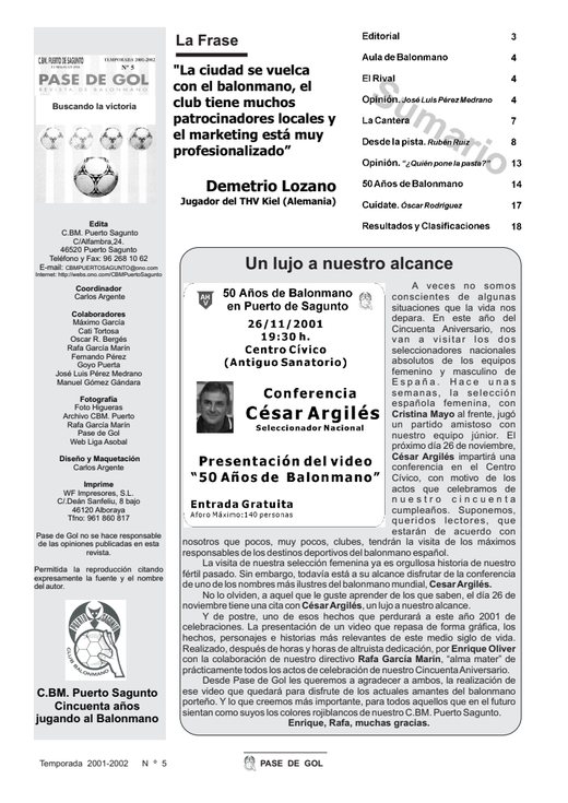 Portada Pase de Gol Numero 05