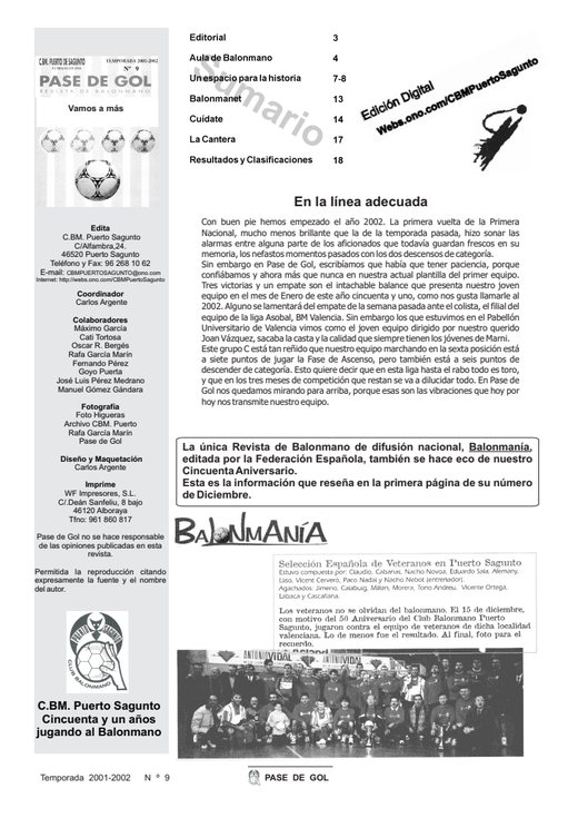 Portada Pase de Gol Numero 09