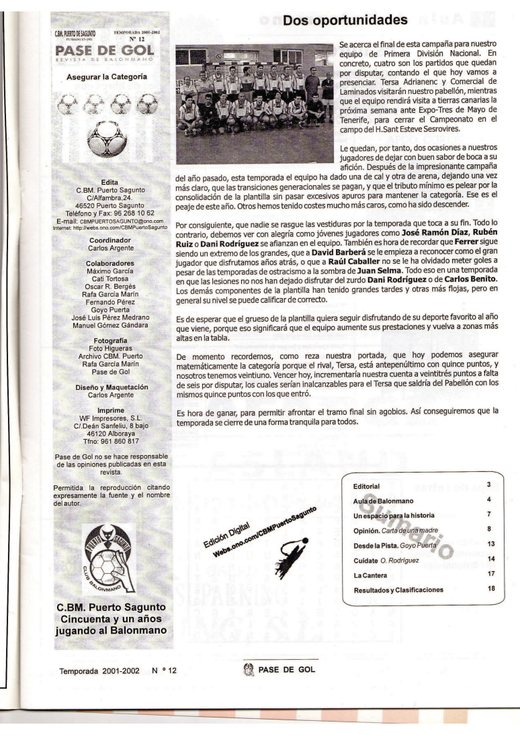Portada Pase de Gol Numero 12