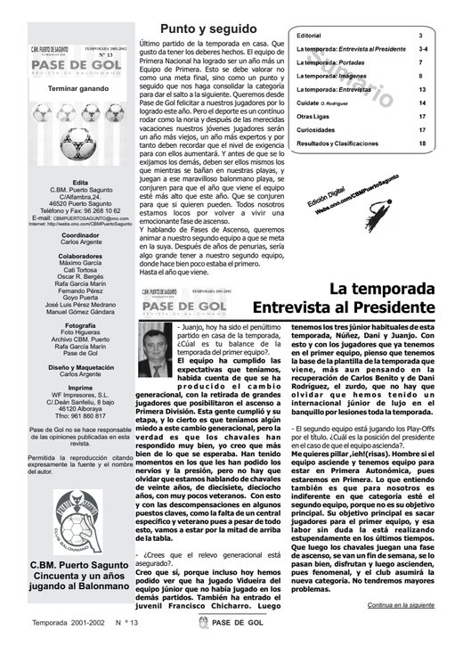 Portada Pase de Gol Numero 13