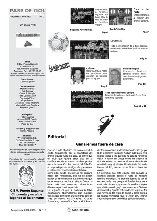 Portada Pase de Gol Numero 03