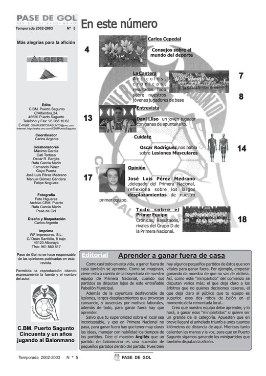Portada Pase de Gol Numero 05