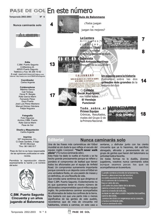 Portada Pase de Gol Numero 06