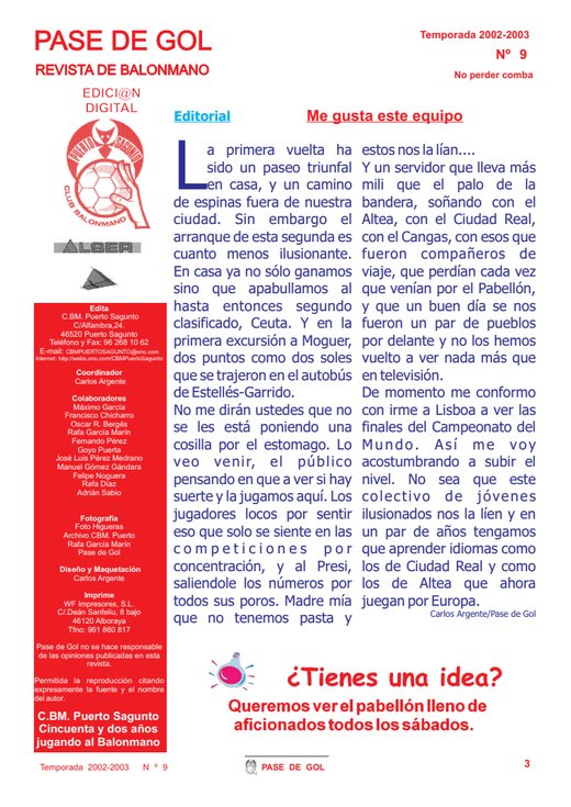 Portada Pase de Gol Numero 09