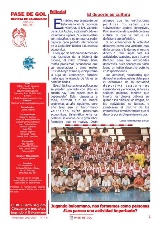 Portada Pase de Gol Numero 05