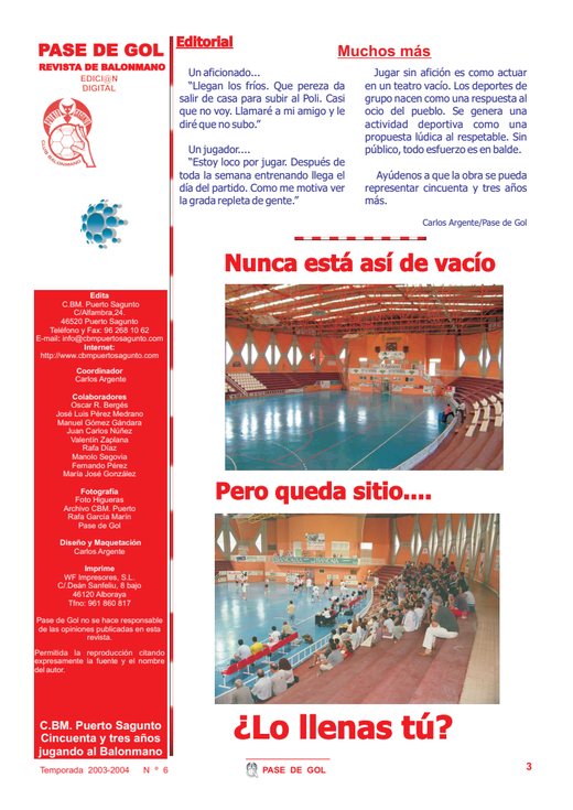 Portada Pase de Gol Numero 06