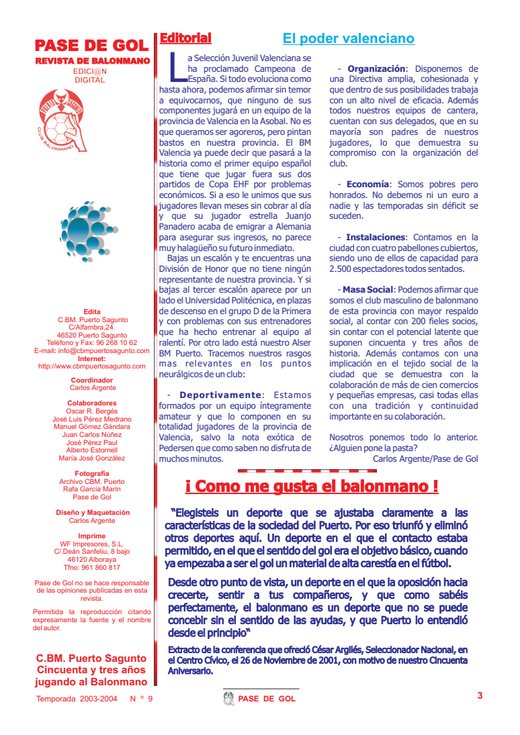 Portada Pase de Gol Numero 09