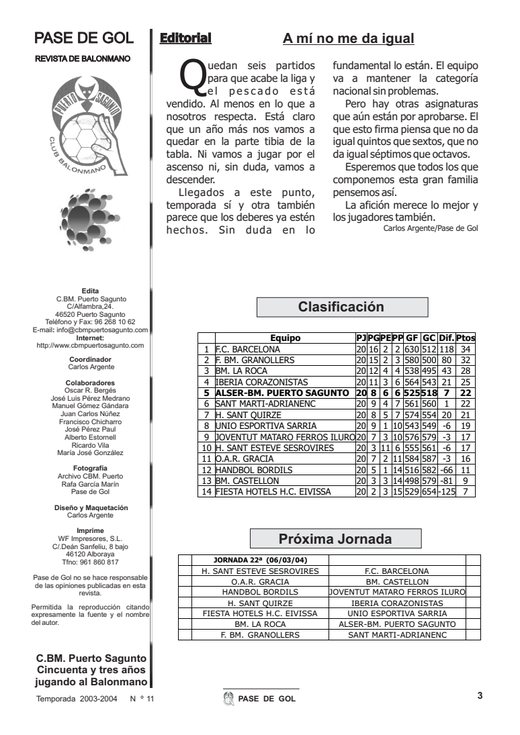 Portada Pase de Gol Numero 11