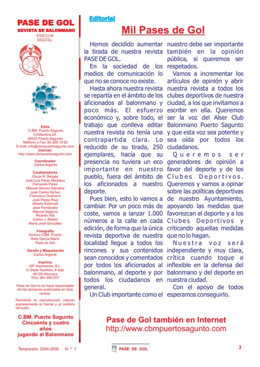 Portada Pase de Gol Numero 07