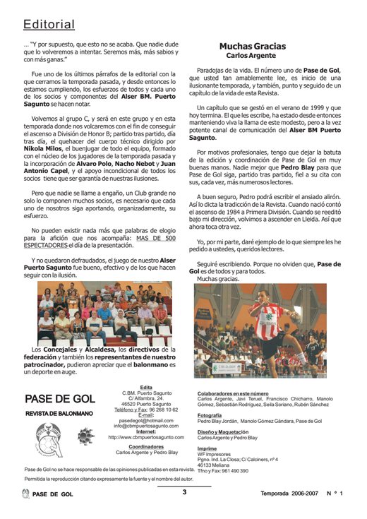 Portada Pase de Gol Numero 01