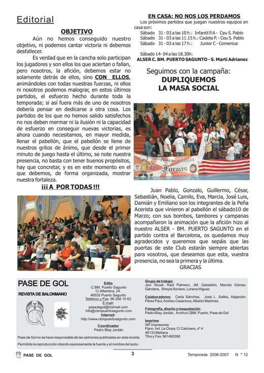 Portada Pase de Gol Numero 12